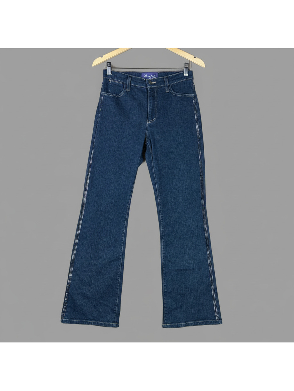 NYDJ Womens 4P Bootcut Jeans Medium Wash Mid-Rise Rhinestone